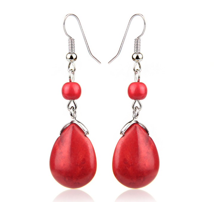 Natural Stone Drop Dangle Earrings