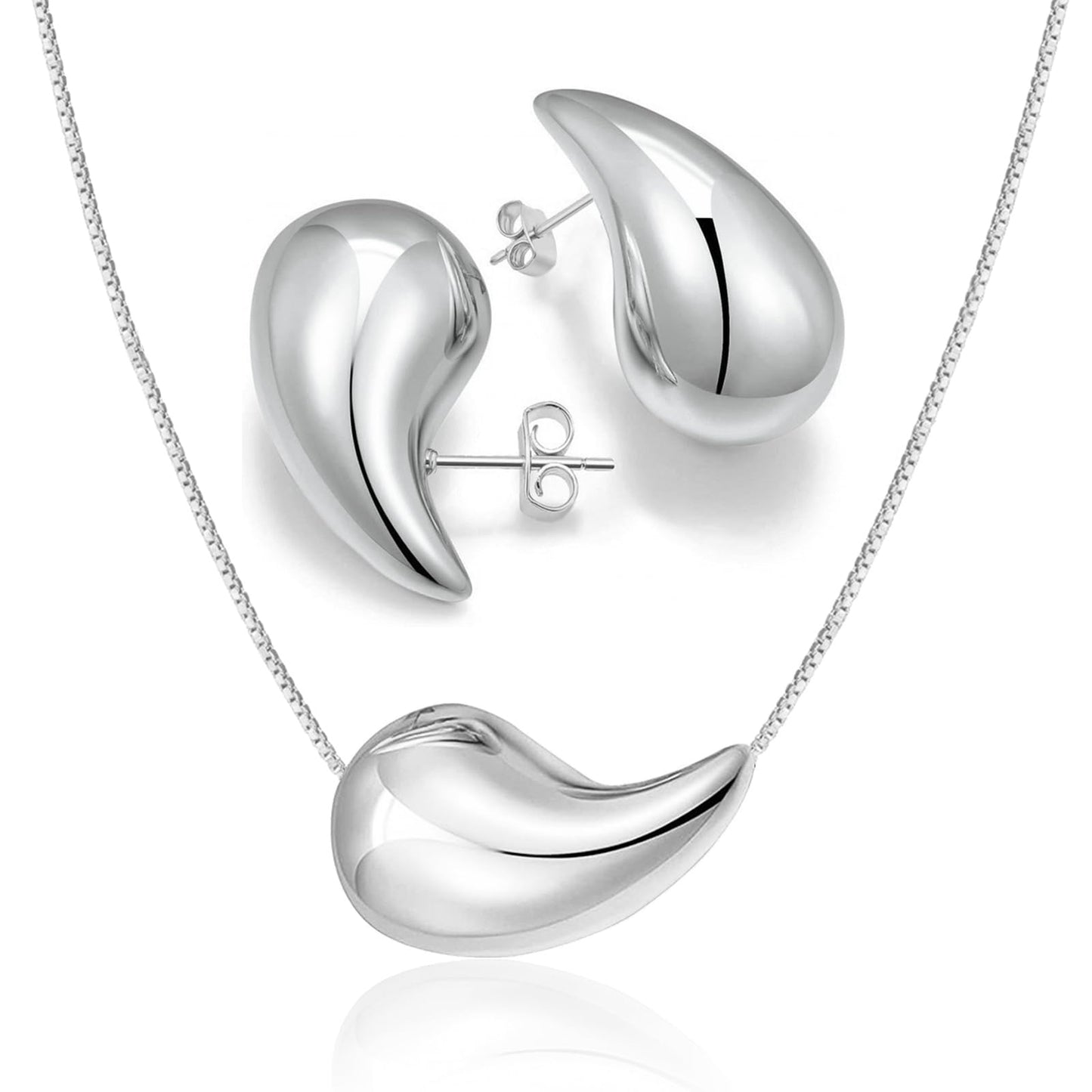 Luxury Silver Teardrop Jewelry Set