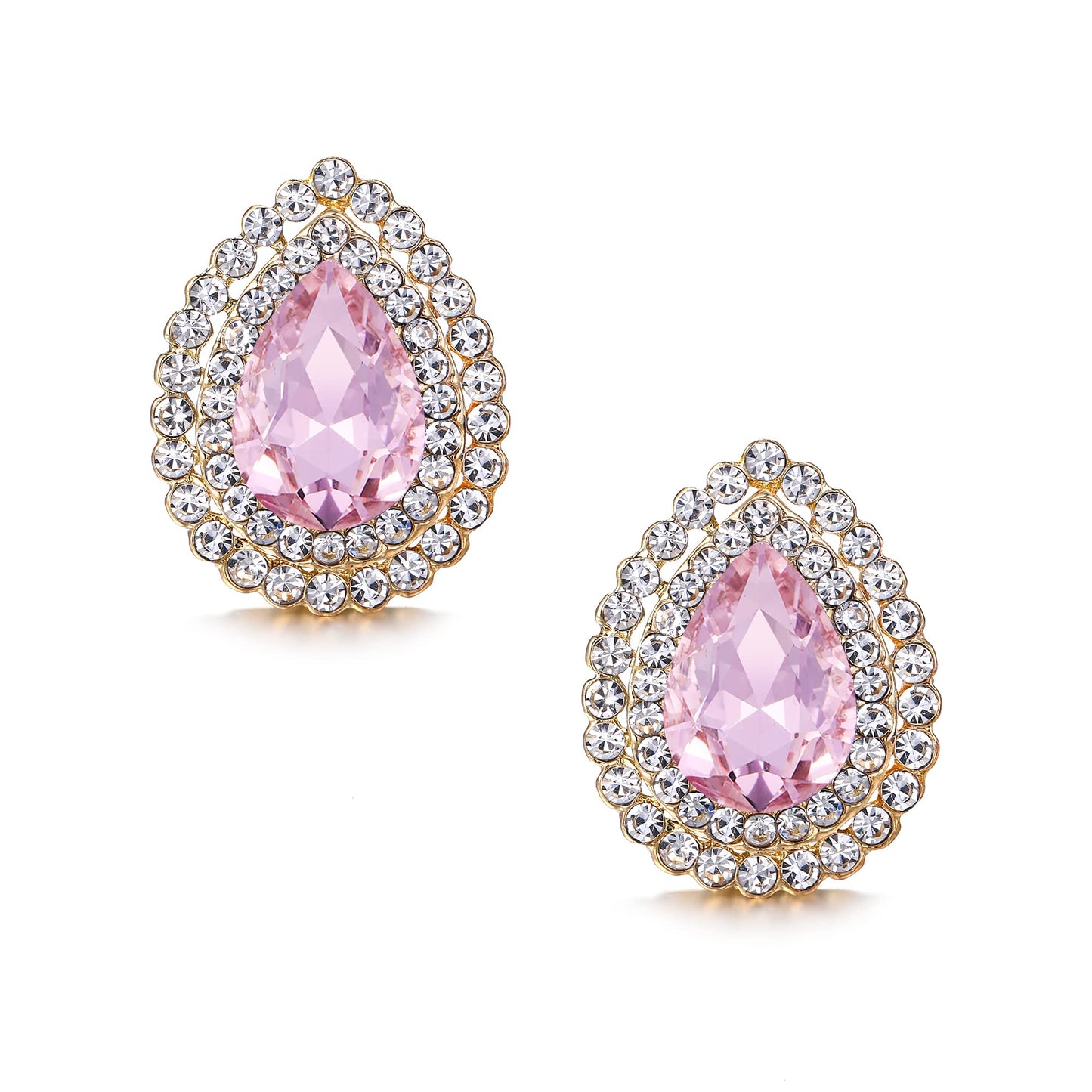 Blush Crystal Teardrop Stud Earrings