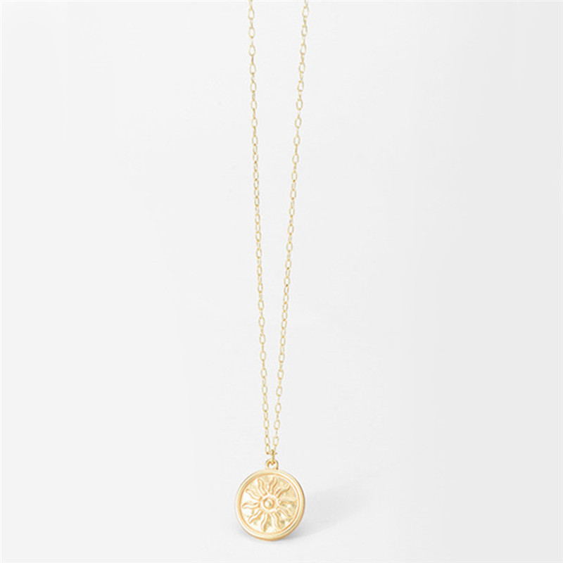 Minimalist Sunflower Coin Necklace for Women – Gold Pendant Chain Jewelry |