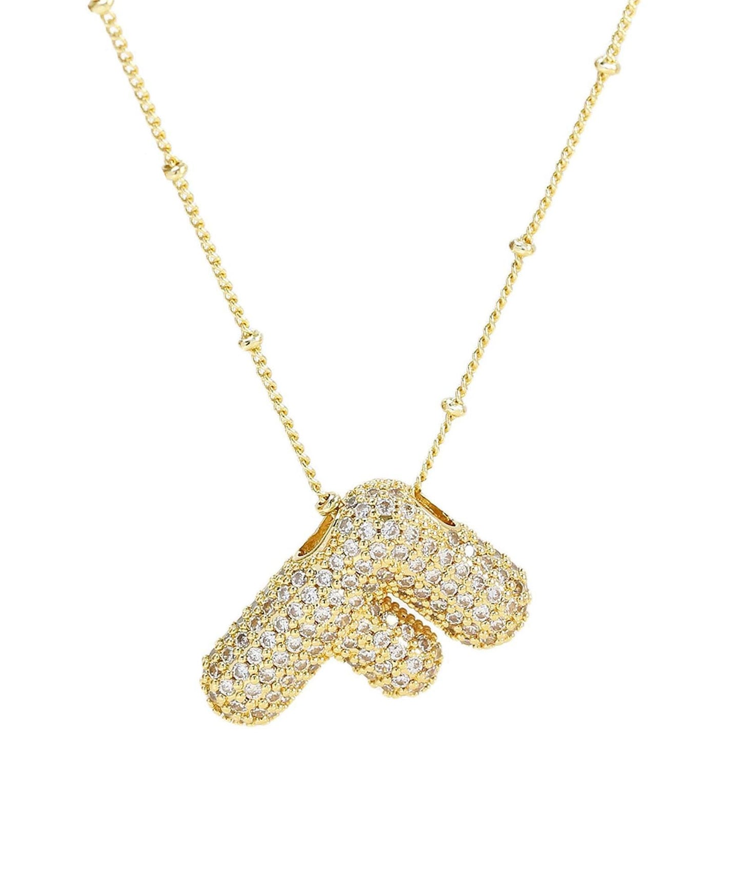 Gold Bubble Initial Necklace – 14K Gold Plated