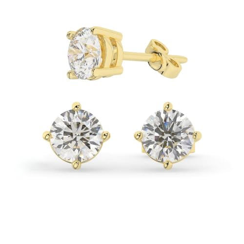 14K Gold Moissanite Stud Earrings – Round Cut Luxury Earrings