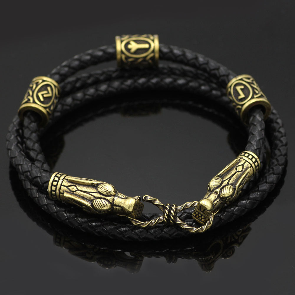 Viking Dragon Leather Bracelet
