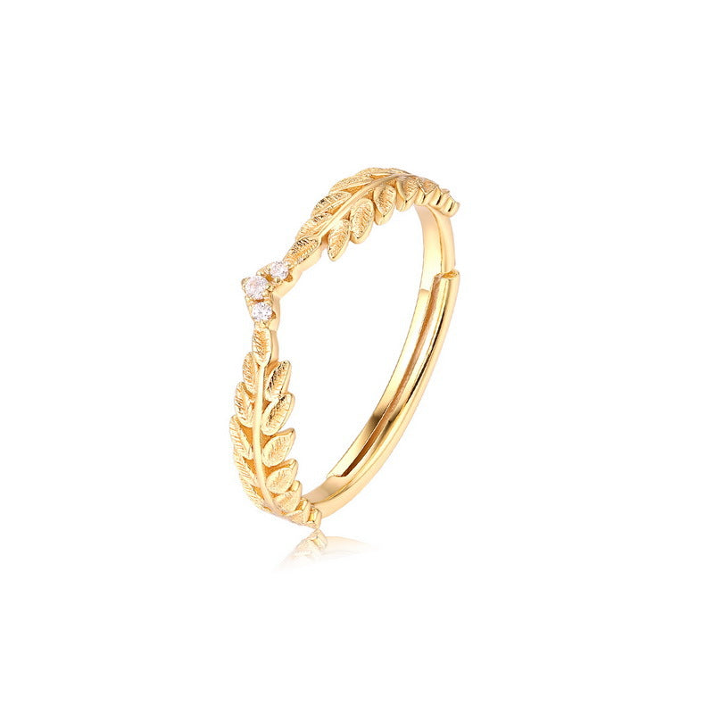 925 Gold Leaf Ring
