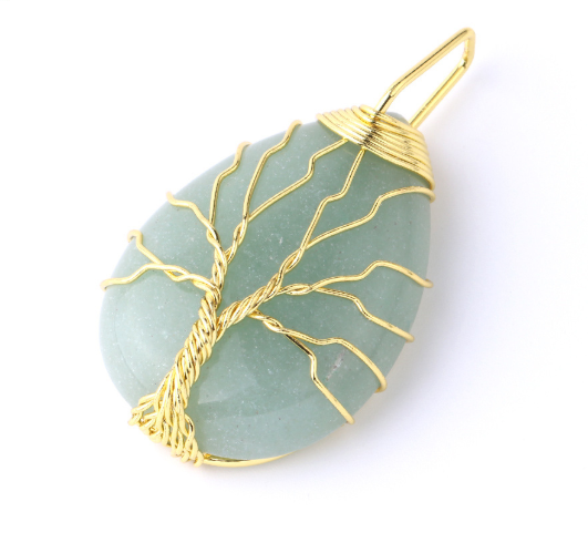 Tree of Life Crystal Teardrop Necklace
