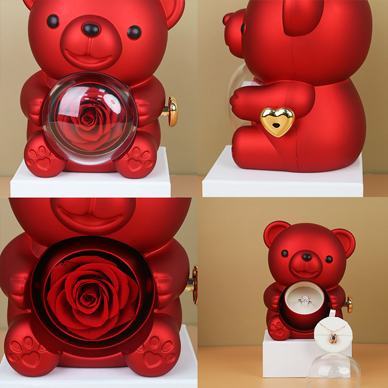 Romantic Rose Bear Gift Jewelry Box