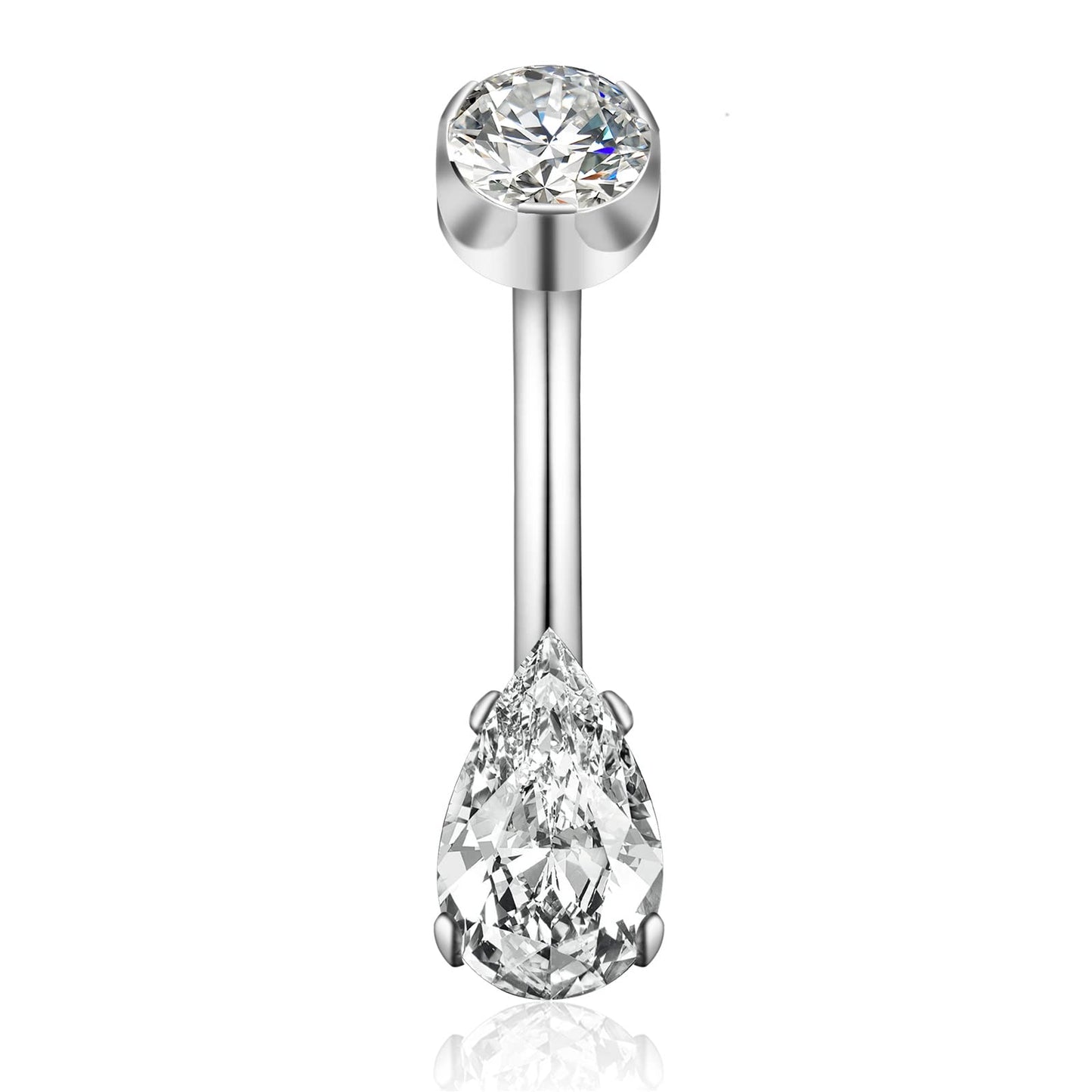 Titanium Crystal Teardrop Belly Ring