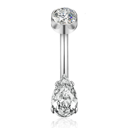 Titanium Crystal Teardrop Belly Ring