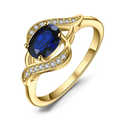 Blue Sapphire Promise Ring – 14K Gold Plated