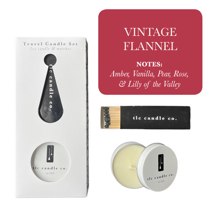Travel Candle with Matches – Vintage Flannel