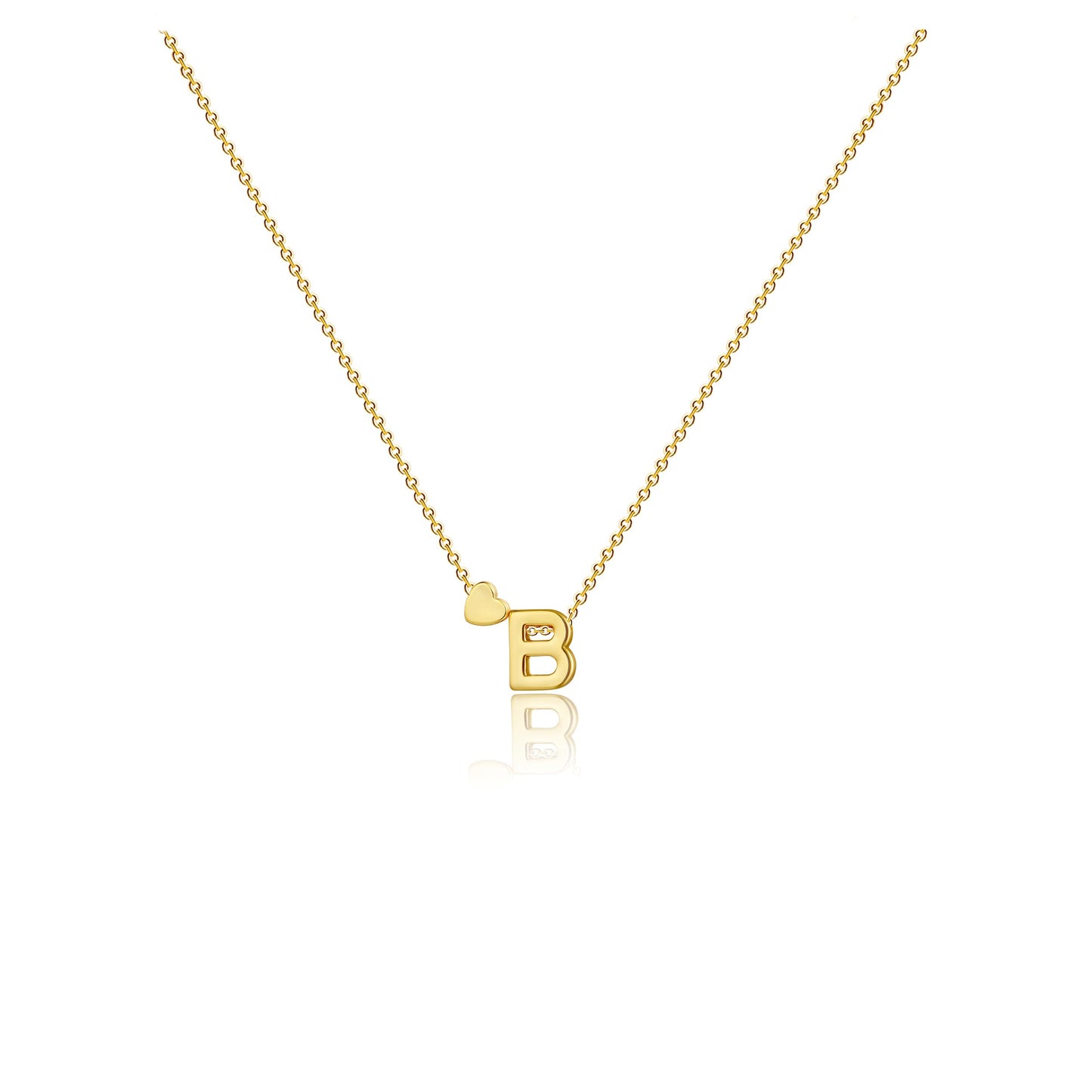 Dainty Gold Initial Necklace – Letter B