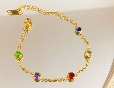 Color Gemstone Gold Bracelet