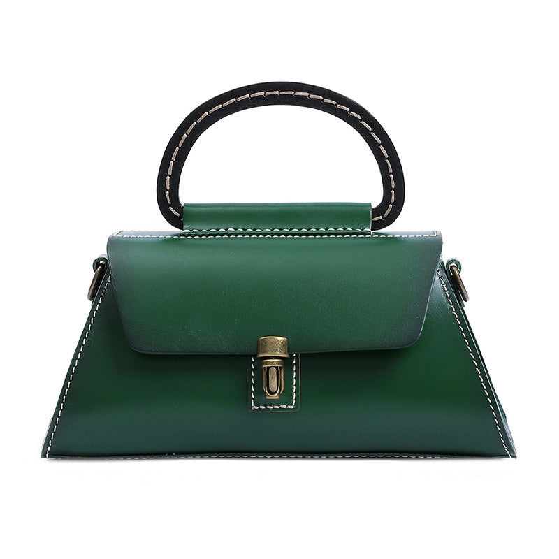 Luxury Geometric Top Handle Leather Handbag for Women