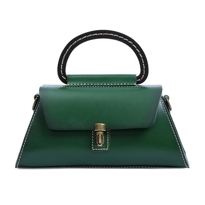 Luxury Geometric Top Handle Leather Handbag for Women