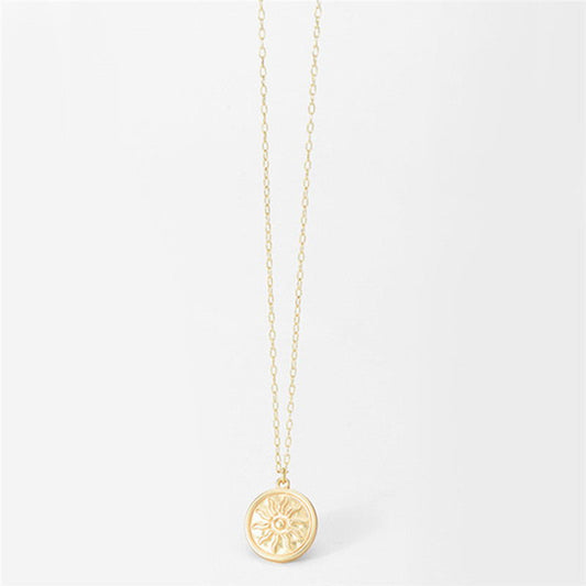 Minimalist Sunflower Coin Necklace for Women – Gold Pendant Chain Jewelry |