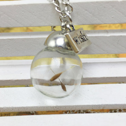 Wish Dandelion Glass Pendant Necklace