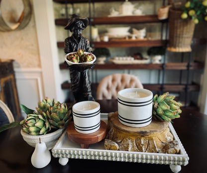 Luxury Striped Stone Soy Candle – Farmer’s Market