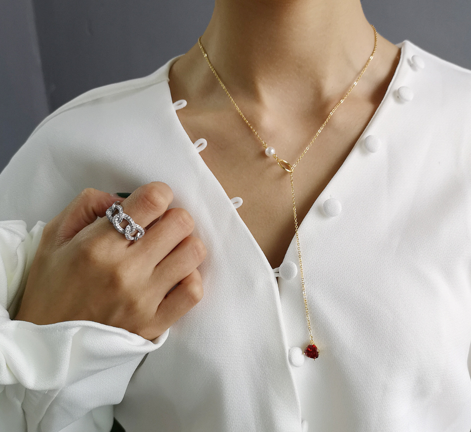 Elegant Heart Pearl Drop Necklace for Women – Gold Chain Choker Pendant