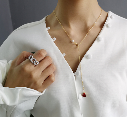 Elegant Heart Pearl Drop Necklace for Women – Gold Chain Choker Pendant
