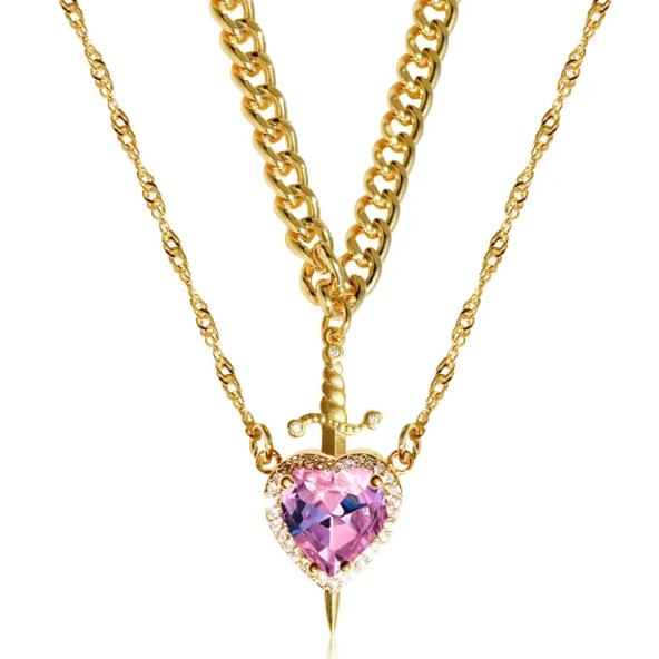 Gothic Heart Dagger Necklace for Couples