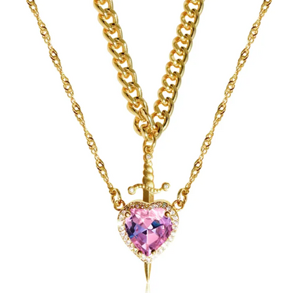 Gothic Heart Dagger Necklace for Couples