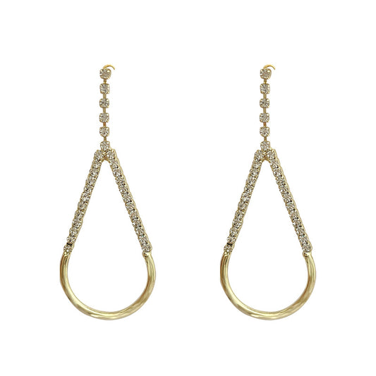 Gold Rhinestone Teardrop Dangle Earrings