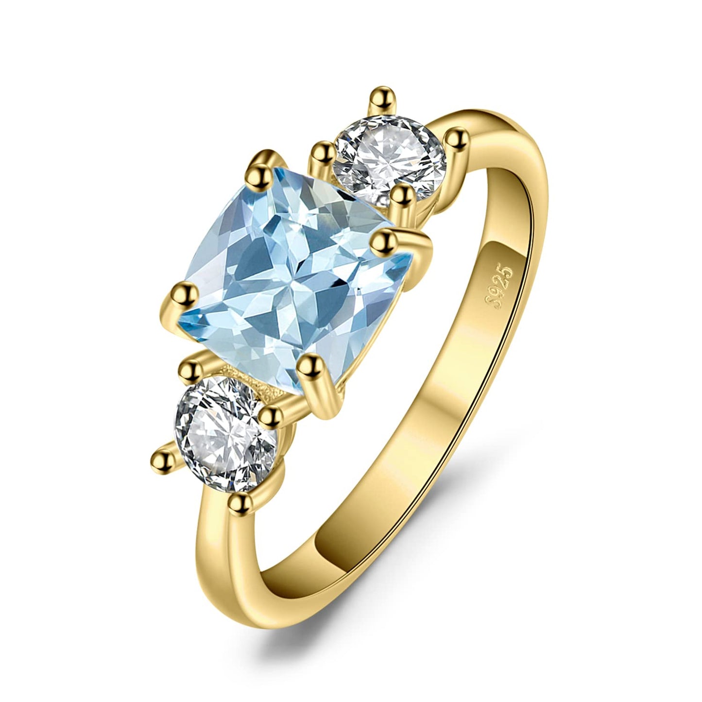 Cushion Cut Blue Topaz Promise Ring