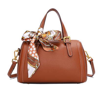 Leather Boston Bag - Vintage Crossbody Handbag