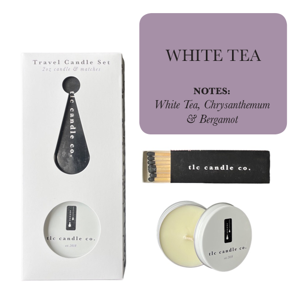 Travel Candle with Matches – White Tea