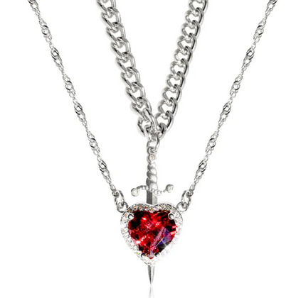 Gothic Heart Dagger Necklace for Couples