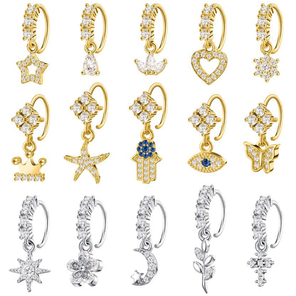 15-Piece Dangle Nose Ring Hoop Set