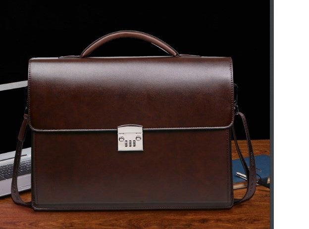 Luxury Leather Crossbody Briefcase Handbag – Elegant Business Style