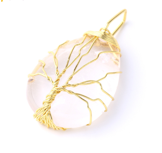 Tree of Life Crystal Teardrop Necklace