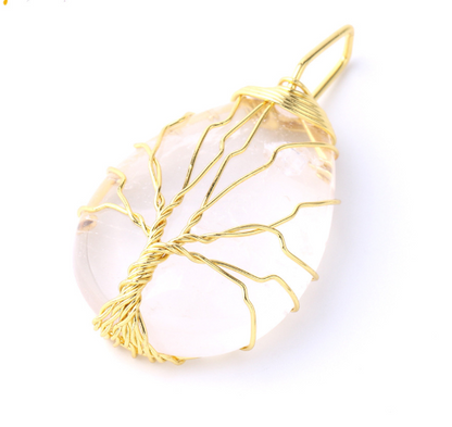 Tree of Life Crystal Teardrop Necklace