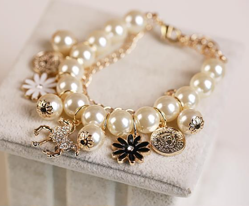 Luxury Pearl Flower Charm Bracelet for Women