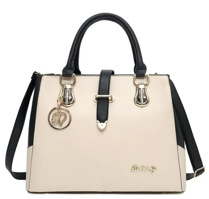 Elegant Color Block Tote Messenger Handbag