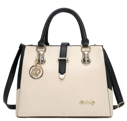 Elegant Color Block Tote Messenger Handbag