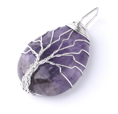 Tree of Life Crystal Teardrop Necklace