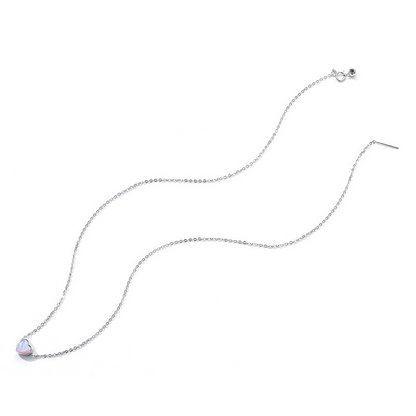 Opal Heart Necklace in S925 Sterling Silver