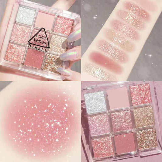 DIKALU 9-Color Glitter Eyeshadow Palette