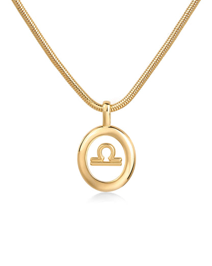 Libra Zodiac Gold Pendant Necklace for Women