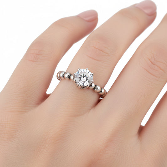 Luxury Silver Crystal Statement Ring