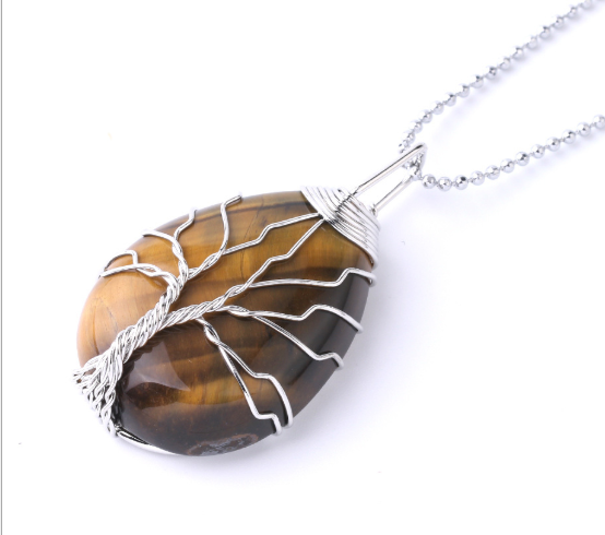Tree of Life Crystal Teardrop Necklace