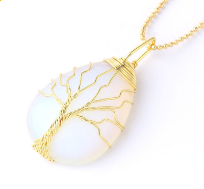 Tree of Life Crystal Teardrop Necklace