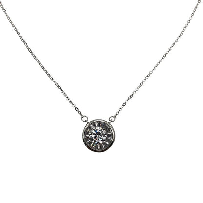 Elegant Zircon Circle Pendant Necklace for Women – Minimalist Silver Choker Jewelry