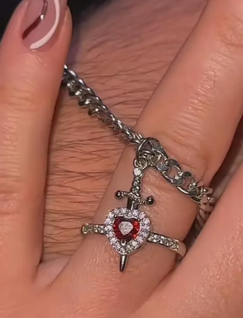 Gothic Heart Dagger Necklace for Couples