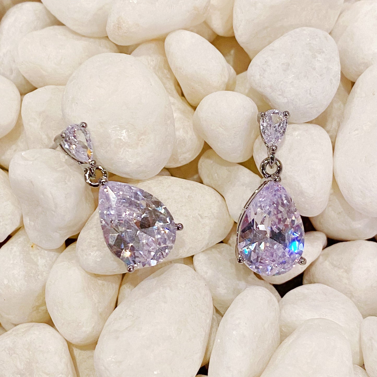 Diamond Look Teardrop Stud Earrings