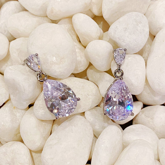 Diamond Look Teardrop Stud Earrings