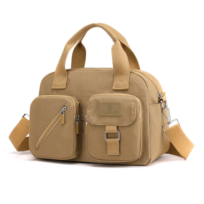Multi-Pocket Nylon Crossbody Handbag for Women