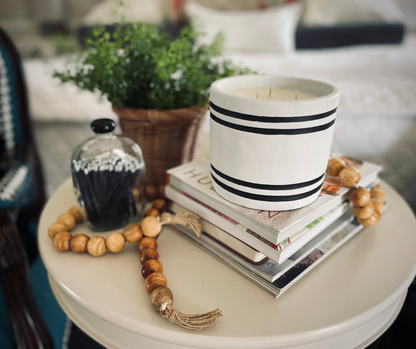 Luxury Striped Stone Soy Candle – Farmer’s Market